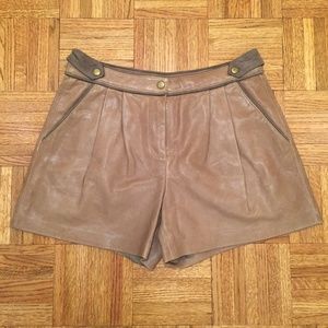 TAN TIBI LEATHER SHORTS